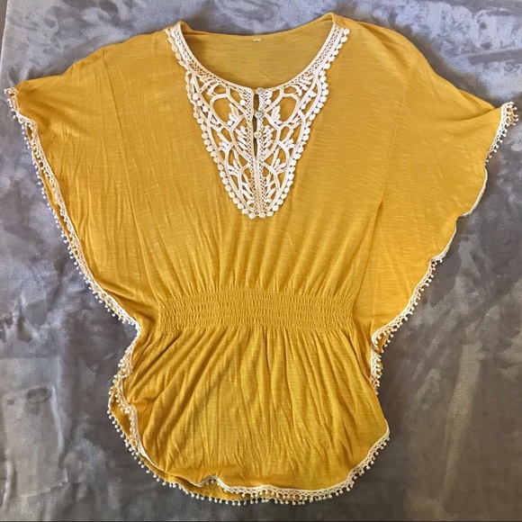 Marigold Yellow Boho Embroidered Detail Blouse - Picture 3 of 6